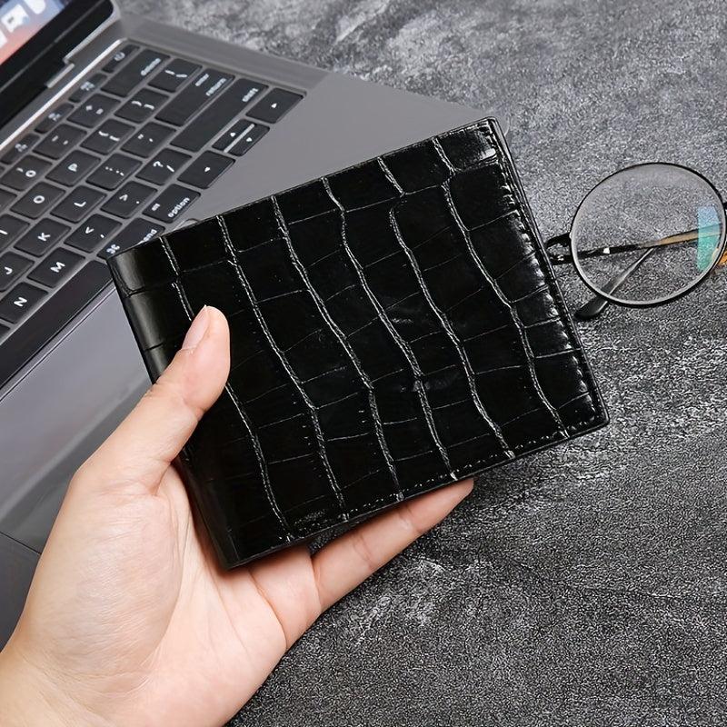 Men's Crocodile Pattern Leather Money Clip Wallet