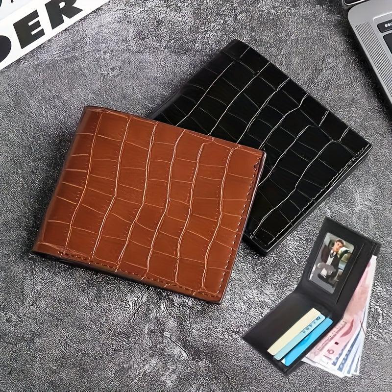 Men's Crocodile Pattern Leather Money Clip Wallet