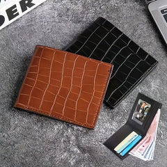 Men's Crocodile Pattern Leather Money Clip Wallet