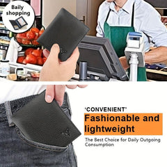 Men's Leather Short Wallet Money Clip Card Holder