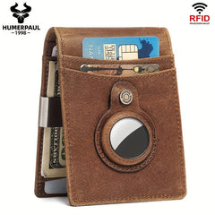 Slim Bifold Wallet Tracker for AirTag RFID Blocking Money Clip