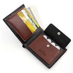 Men's Leather Short Wallet Money Clip Card Holder Coin Pocket