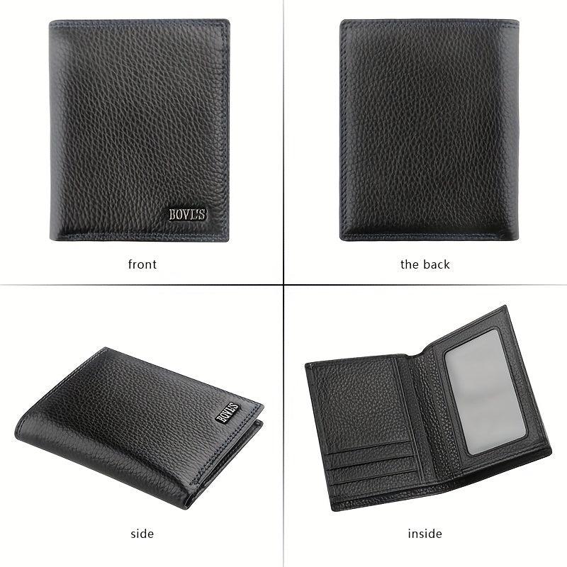 Men's Leather Short Wallet Money Clip Card Holder With Coin Pocket