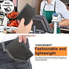 Men's Leather Short Wallet Money Clip Card Holder With Coin Pocket