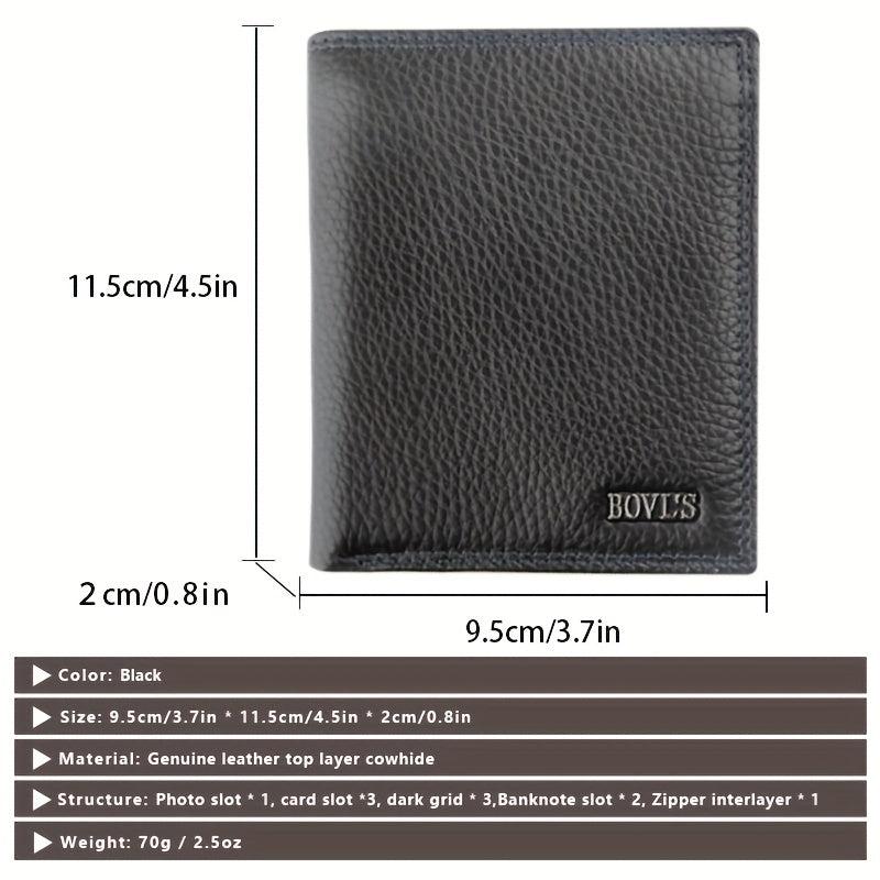 Men's Leather Short Wallet Money Clip Card Holder With Coin Pocket