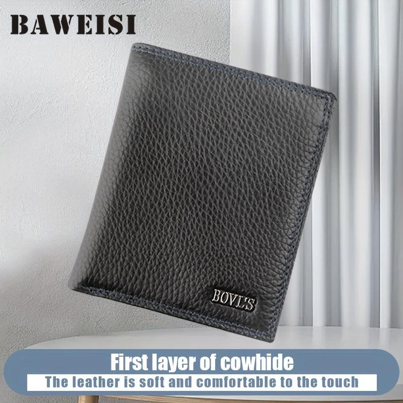 Men's Leather Short Wallet Money Clip Card Holder With Coin Pocket