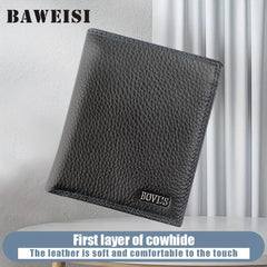Men's Leather Short Wallet Money Clip Card Holder With Coin Pocket