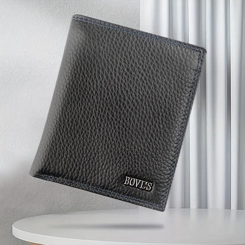 Men's Leather Short Wallet Money Clip Card Holder With Coin Pocket