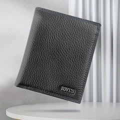 Men's Leather Short Wallet Money Clip Card Holder With Coin Pocket
