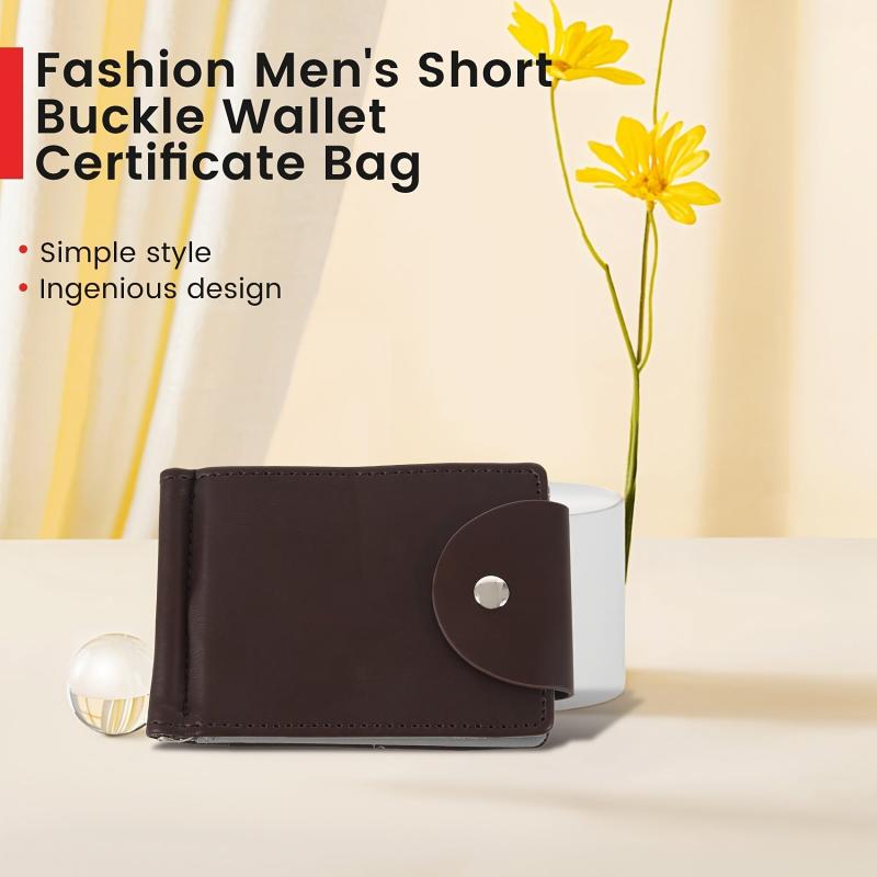 Brown Men's Short Buckle Wallet