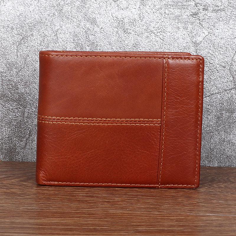 Men's Leather Money Clip Wallet with Zipper Coin Pocket