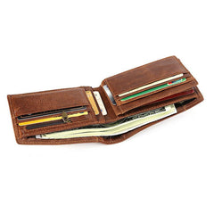 Men's Leather Money Clip Wallet with Zipper Coin Pocket
