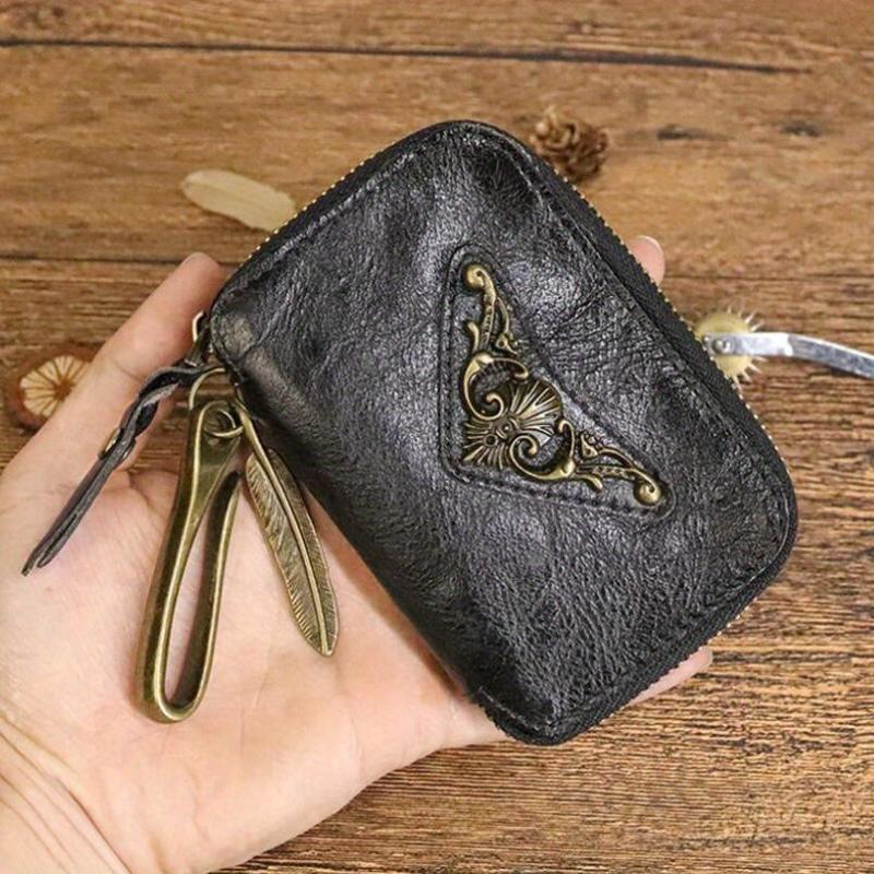 Vintage Distressed Leather Key Holder Bag
