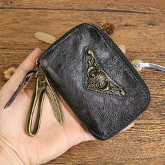 Vintage Distressed Leather Key Holder Bag
