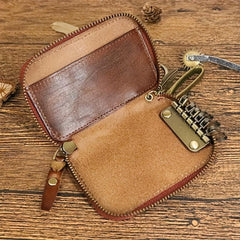 Vintage Distressed Leather Key Holder Bag