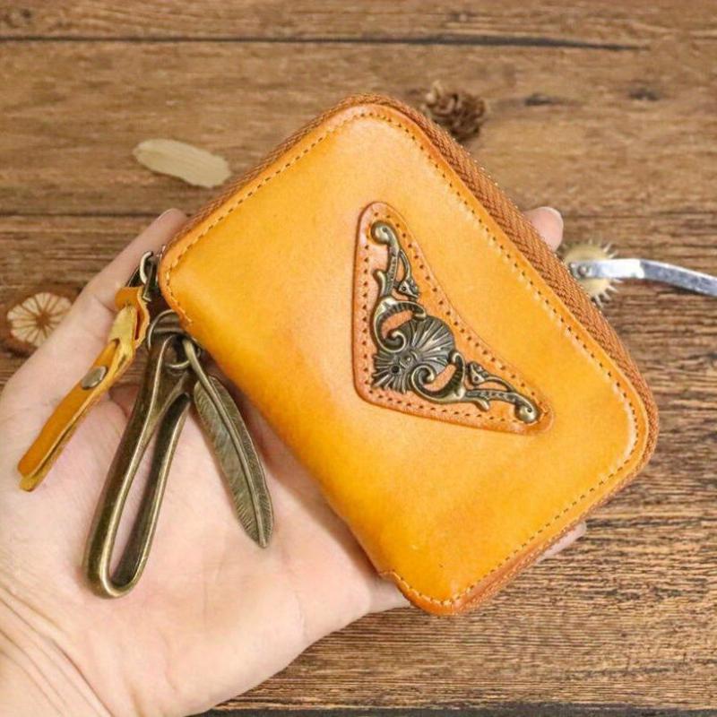 Vintage Distressed Leather Key Holder Bag