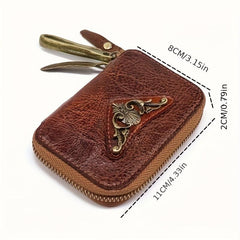Vintage Distressed Leather Key Holder Bag