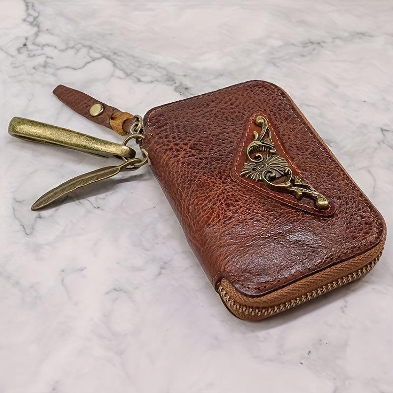 Vintage Distressed Leather Key Holder Bag