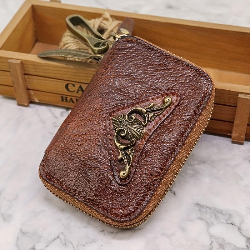 Vintage Distressed Leather Key Holder Bag