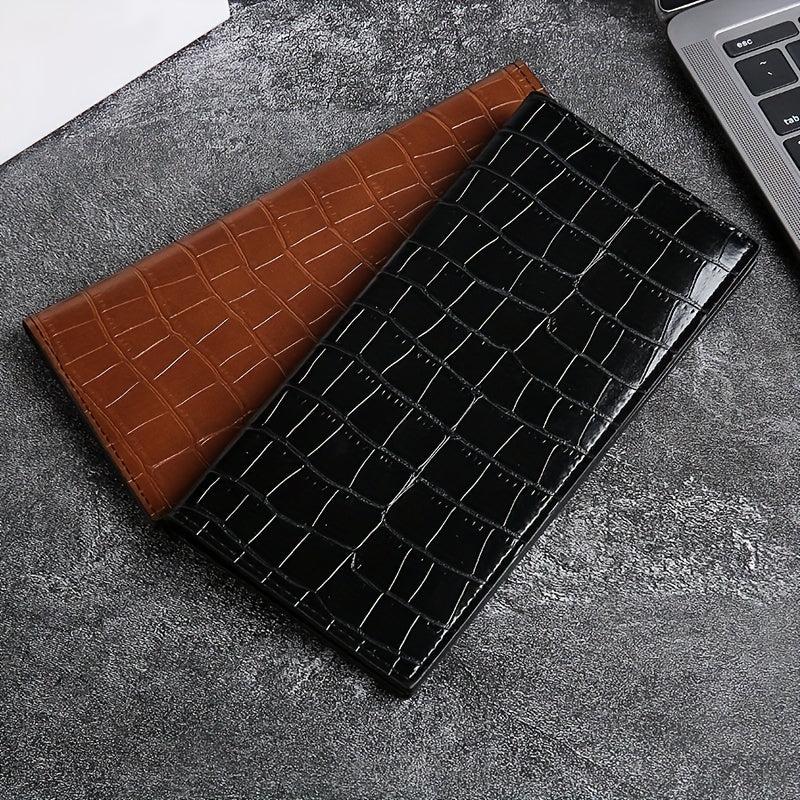 Men's Stone Pattern Leather Long Wallet Card Holder Cash Purse Clutch Bag
