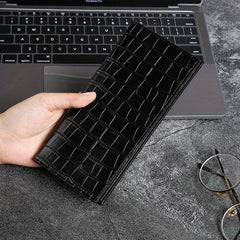 Men's Stone Pattern Leather Long Wallet Card Holder Cash Purse Clutch Bag