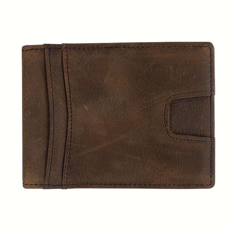 Men's Leather Money Clip Card Slot ID Window Slim Wallet