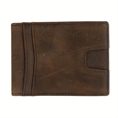 Men's Leather Money Clip Card Slot ID Window Slim Wallet