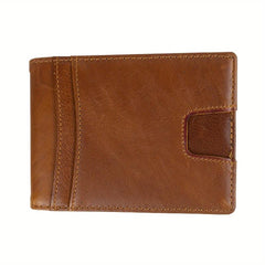 Men's Leather Money Clip Card Slot ID Window Slim Wallet