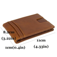 Men's Leather Money Clip Card Slot ID Window Slim Wallet