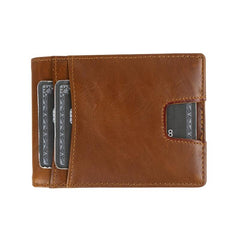 Men's Leather Money Clip Card Slot ID Window Slim Wallet