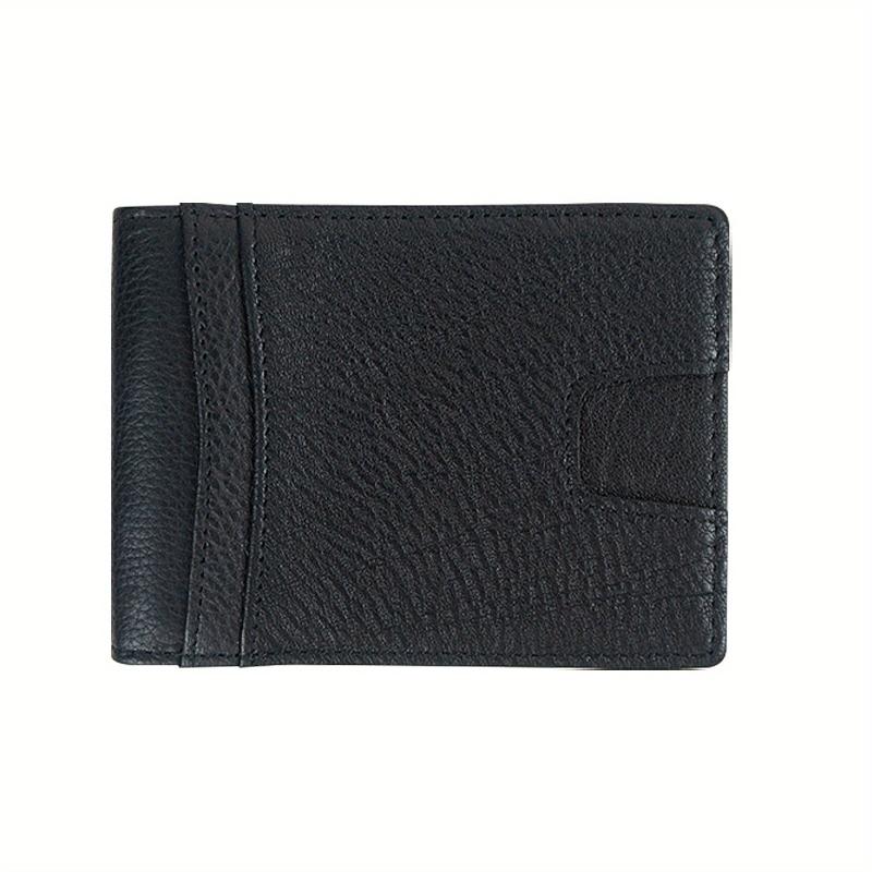 Men's Leather Money Clip Card Slot ID Window Slim Wallet