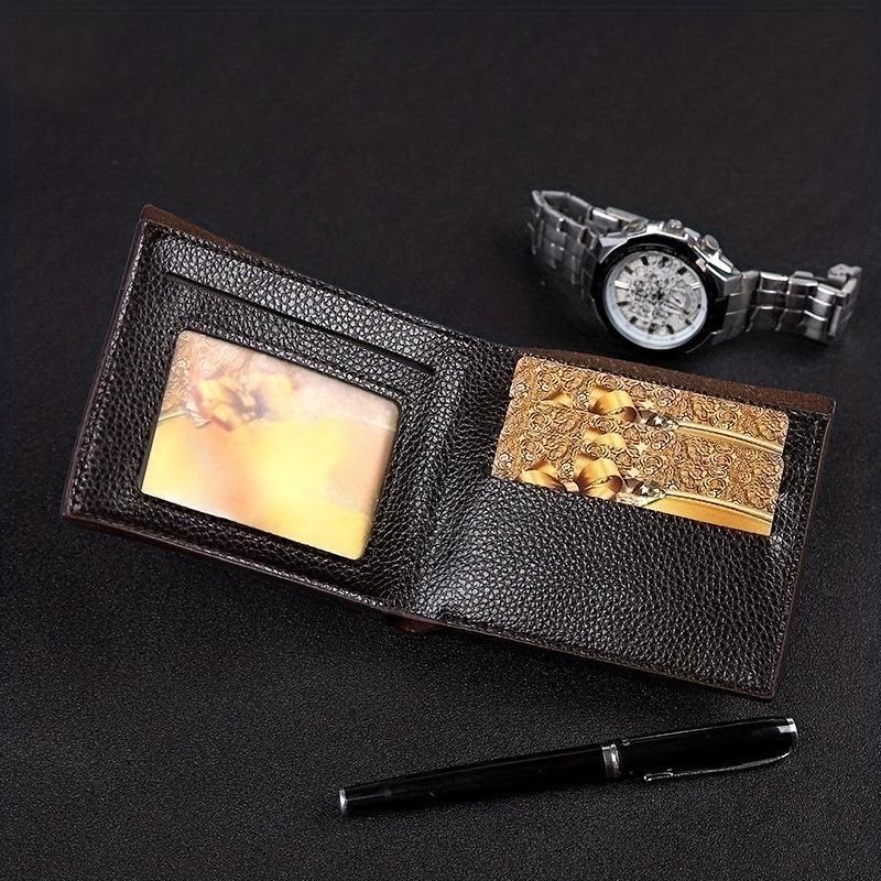 Men's Leather Short Wallet Money Clip Card Holder Thin Wallet