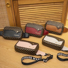 Vintage Geometric Print Chest Bag Retro PVC Sling Bag