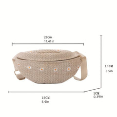 Floral Crochet Zipper Crossbody Waist Bag Adjustable Straps