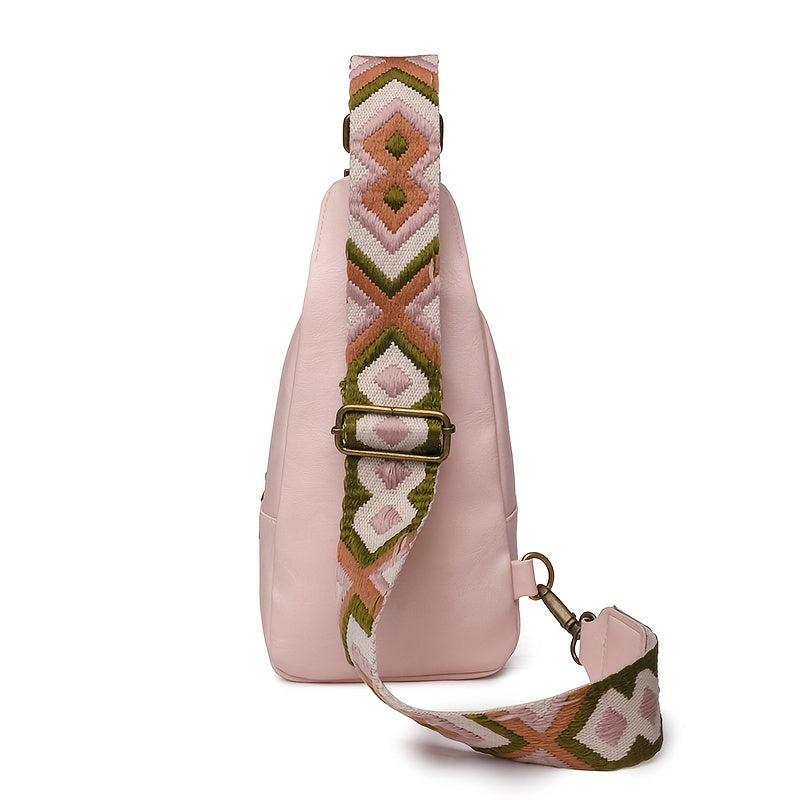 Geometric Strap Crossbody Chest Bag Zipper Sling Bag for Sports