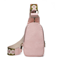 Geometric Strap Crossbody Chest Bag Zipper Sling Bag for Sports