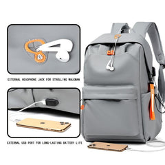 Men's 35 56 Cm Laptop Backpack USB Charging Port Earphone Hole Travel Backpack