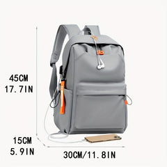 Men's 35 56 Cm Laptop Backpack USB Charging Port Earphone Hole Travel Backpack