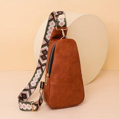 Vintage Crossbody Bag Retro PU Chest Bag Women's Casual Sling Bag