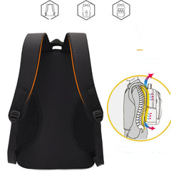 Solid Schoolbag Men College Student Backpack Sports Casual Computer Travel Bag