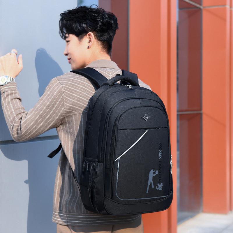 Solid Schoolbag Men College Student Backpack Sports Casual Computer Travel Bag