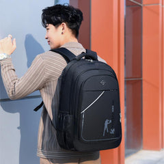 Solid Schoolbag Men College Student Backpack Sports Casual Computer Travel Bag