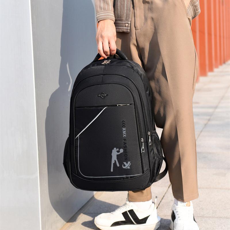 Solid Schoolbag Men College Student Backpack Sports Casual Computer Travel Bag