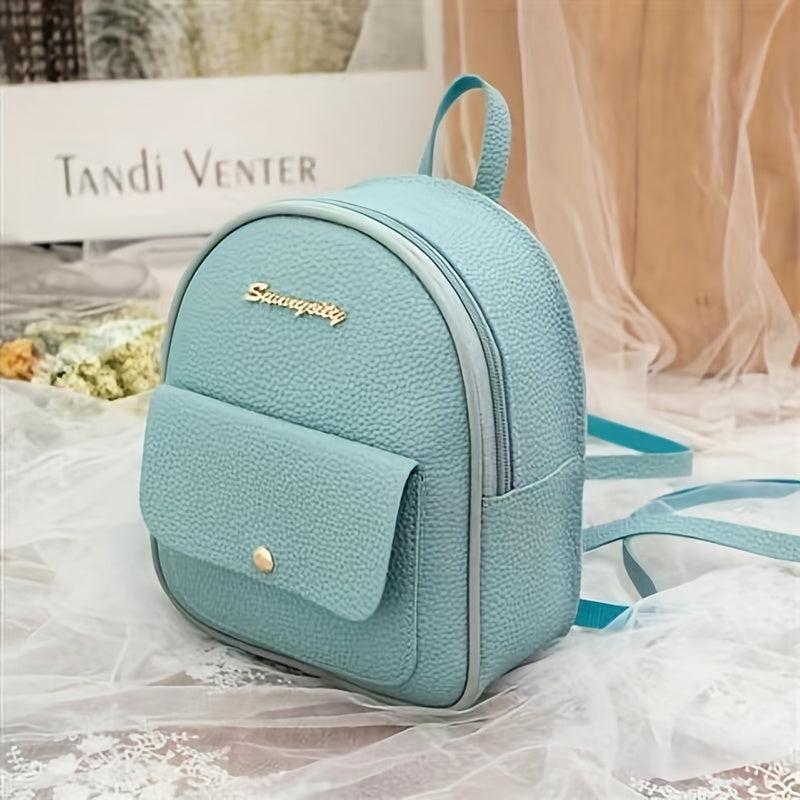 Lychee Pattern Versatile PU Leather Women's Backpack