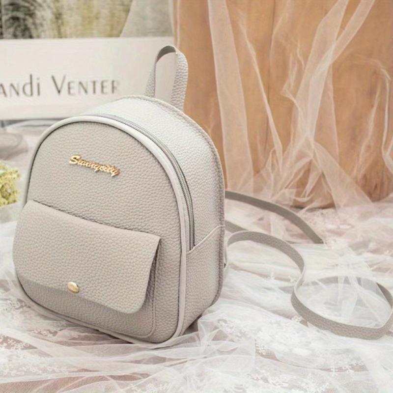 Lychee Pattern Versatile PU Leather Women's Backpack