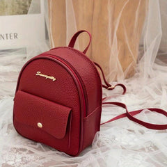 Lychee Pattern Versatile PU Leather Women's Backpack