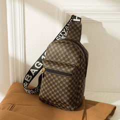 Geometric Print Sling Bag Faux Leather Chest Bag