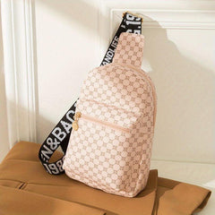 Geometric Print Sling Bag Faux Leather Chest Bag