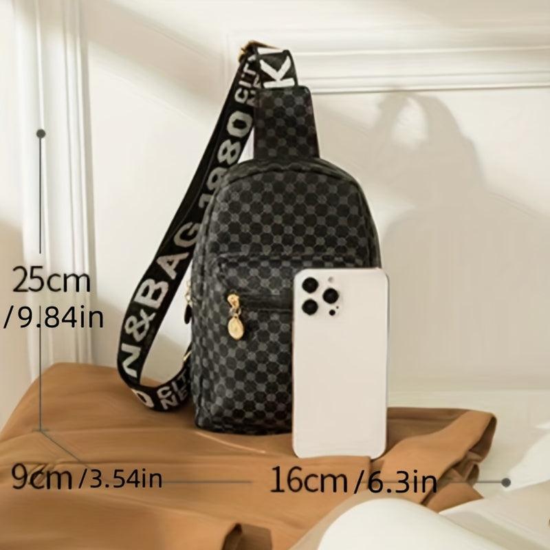 Geometric Print Sling Bag Faux Leather Chest Bag