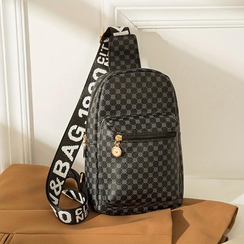 Geometric Print Sling Bag Faux Leather Chest Bag